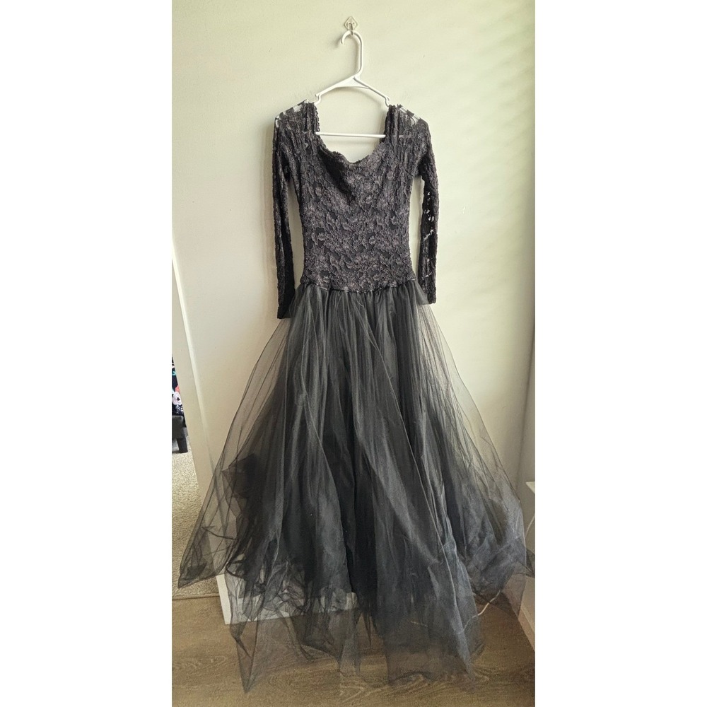 Evan Picone Black Lace Tulle Gown Women 6